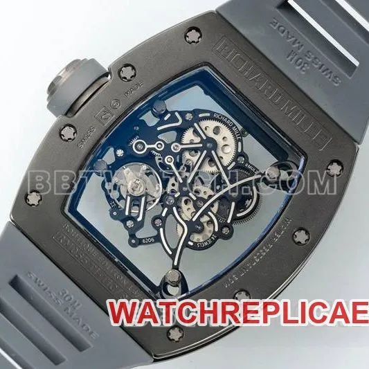 Richard Mille1:1replica watch R factory hollow plate gray rubber model RM055side live photo