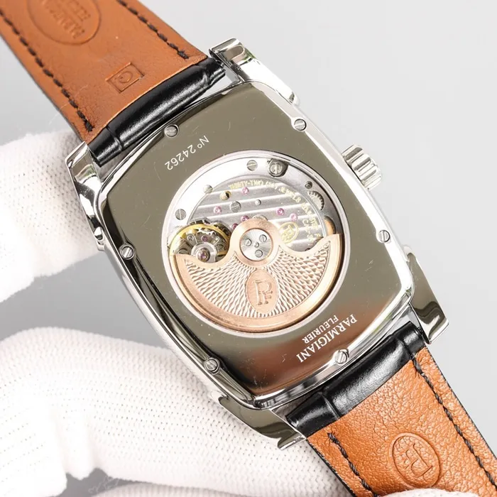 Top-tier watch Parmigiani Fleurier men's black dial KALPA series fully automatic movementleather strap watch clasp picture