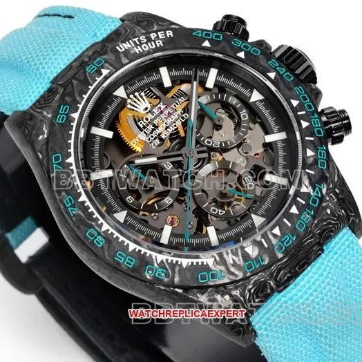 watch TW factory Rolex Daytonablack dial black shell blue nylon braceletlive photos