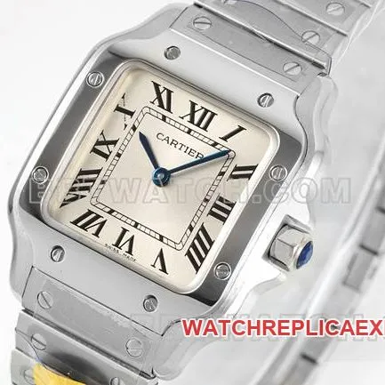 collectible watch Santos Cartiersilver dialquartz movementbraceletlive photos