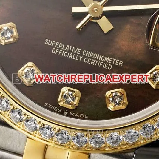 ARF FactoryRolex log top-tier 1:1super black mother-of-pearl disc diamond bezel31mm gold five-lattice chain link278383front live photo
