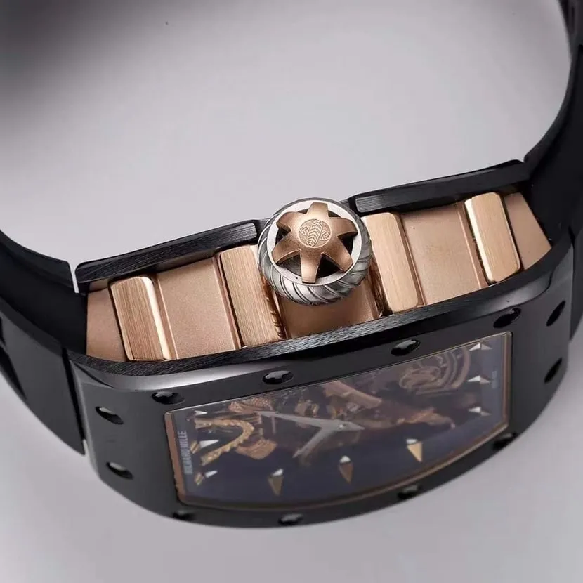 RM Factory Men's Richard Mille Watch Skeleton Dial Black Rubber Strap RM 47 Real Shot Picture