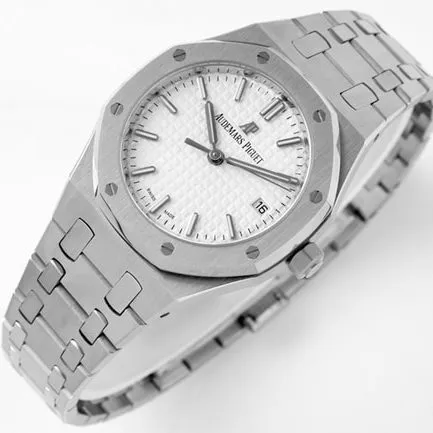 8F factory Audemars Piguet watch women's white dialsteel braceletautomatic movement watch 34mm Royal Oak series watch front view
