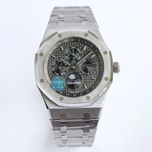WWE factory top-tier replicaAudemars Piguet super a watch men's blue dialsteel bracelet mechanical Royal Oak26574ST series men's watch side view