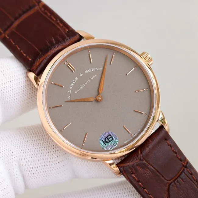 top-tier Lange SAXONIA series two-hand rose gold color steel case watch clasp picture
