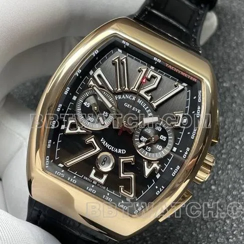 watch Frank Muller ABF factory V45black dial gold case leather braceletfront live photo
