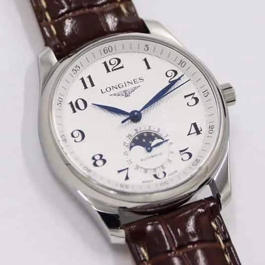 GS factory Longines famous craftsman series moon phase watch watch white dial brown braceletbracelet picture