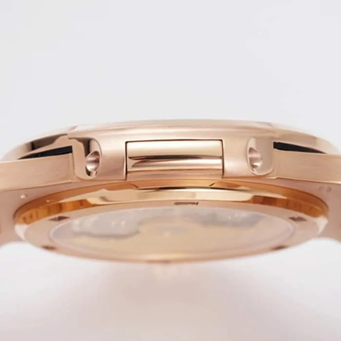 top-tier watch Patek Philippe men's black dialsteel bracelet watch movement picture