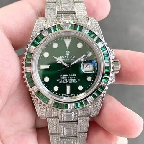 top-tier watch Rolex Submariner type men's green dialsteel bracelet fully automatic movement watch clasp picture