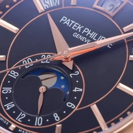 GR factory top-tier watch Patek Philippe5205G-013 rose gold plate blue bottom men's mechanical watch top-tier complex function series version clasp picture