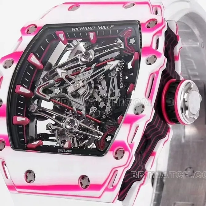 Richard Mille men's top-tier 1:1high-quality white rubber model RM 38-02front live photo