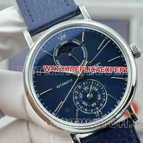 top-tier watch Portofino GR factory IWC blue dial blue leather strap model front live photo
