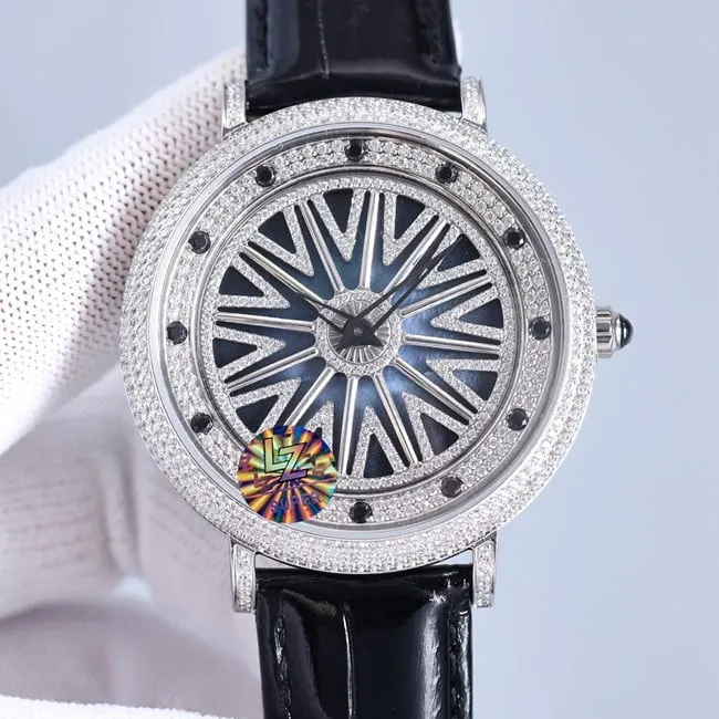 top-tier real diamond Anglia time series cowhide watch movement picture