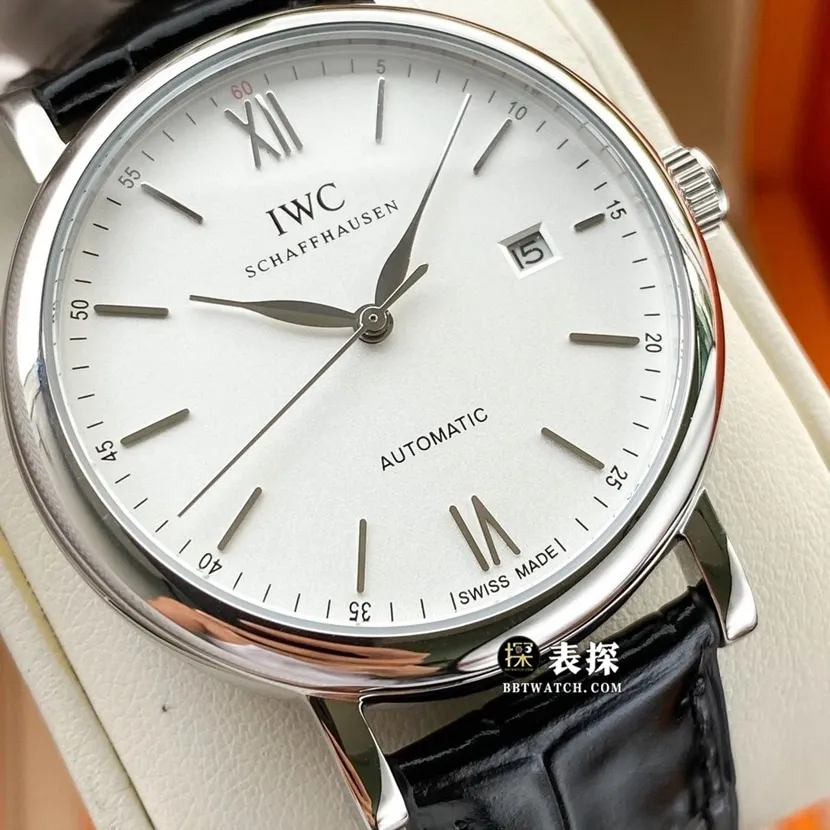 IWC watch Portofino top-tier high-quality watch men's silver white leather strap model pictures and prices side live photo