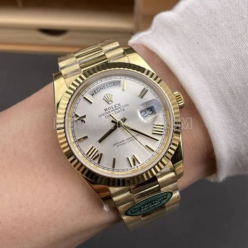 Rolex top collectible watches RC factory week calendar 40mm silver plate 3255 gold steel band models strap real picture