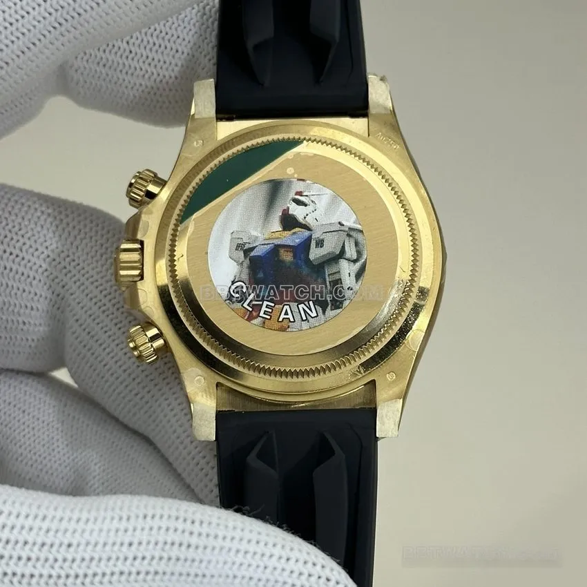 Clean factory Rolex Daytona super A imitation black plate all gold rubber models 126518 front real picture