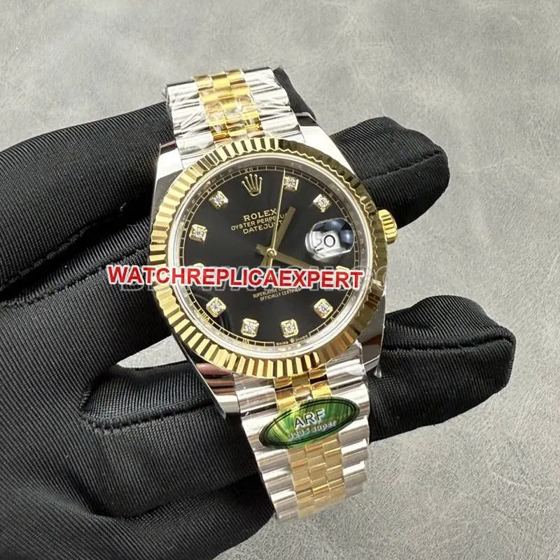Rolex watch ARF Factory log 41mmblack dial3235 gold steel bracelet model side live photo