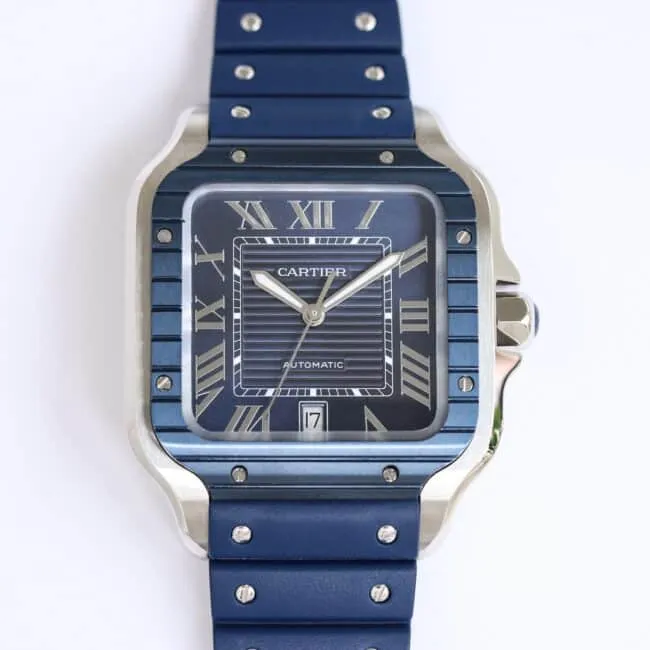 Large factory high-quality Cartier new GF Santos rubber strap men's watch back cover picture