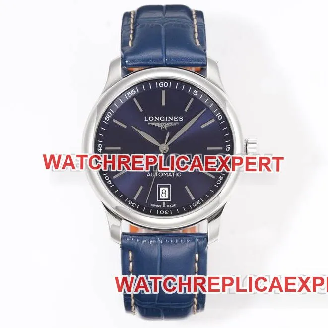 Longines collectible watch XC factory famous blue dial stick hour mark L888 mechanical movementleather strap model side live photo