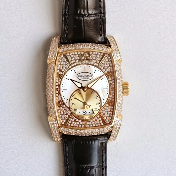 Top-tier watch Parmigiani Fleurier men's gold plate KALPA series fully automatic movementleather strap watch front view