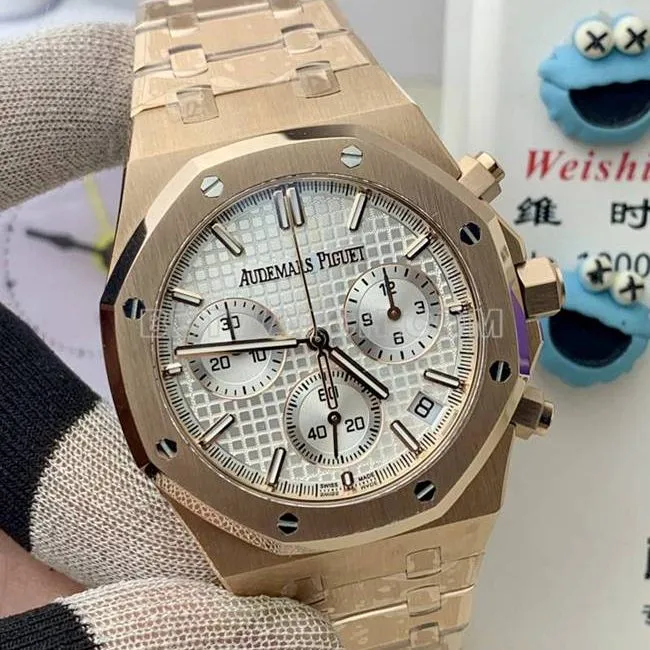 watch Audemars PiguetBLS factory Royal Oakrose goldsilver dial mechanical 26420front live photo
