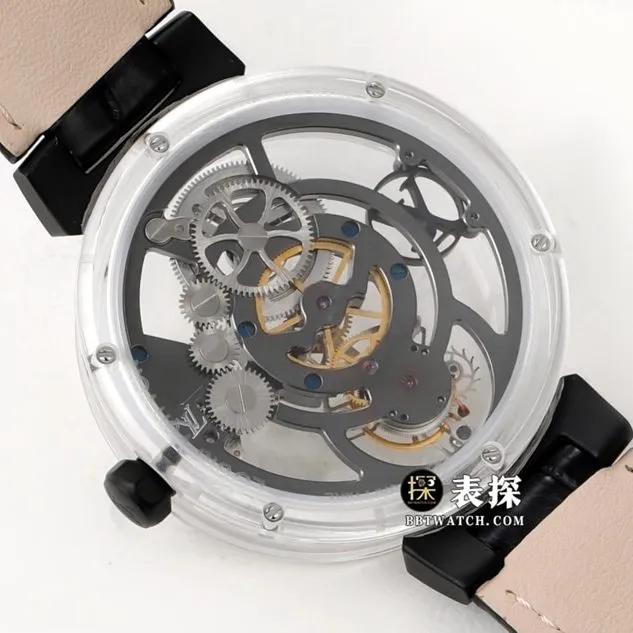 RM men's Louis Vuitton watch hollow plate tourbillonleather strap model side live photo