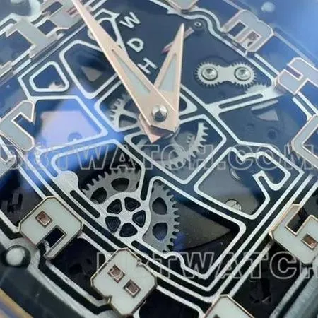 Richard Mille collectible watch rose gold hollow disc mechanical rubber model RM 67-01braceletlive photos