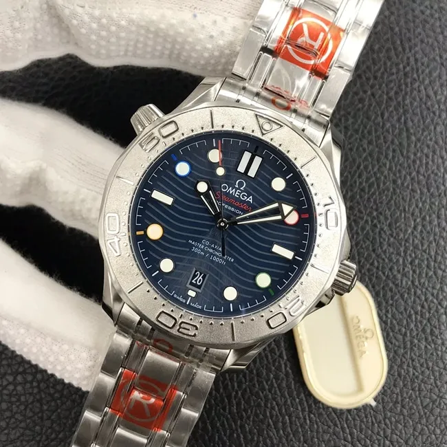 OR Factory Top collectible watches Omega Blue Plate Steel Strap Seamaster Series Men's Watch Front View