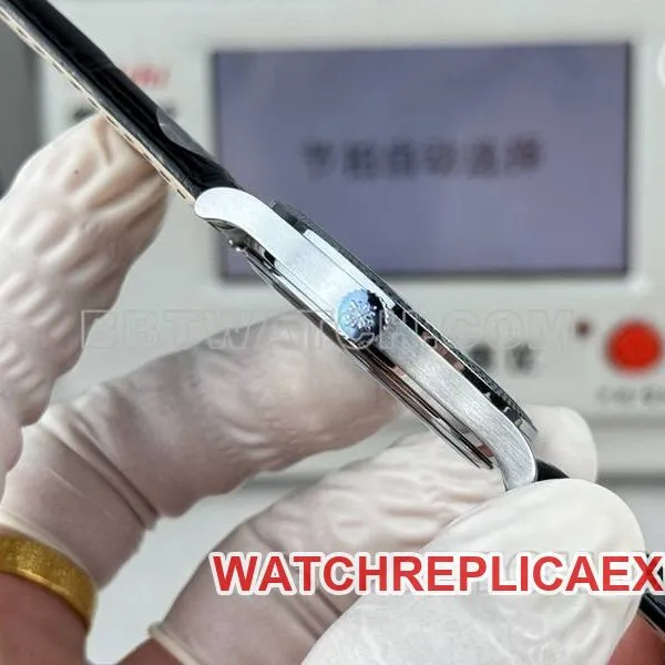 Patek Philippe collectible watch SDF factory classic silver gray plate nail pattern ring 39mmleather strap model front live photo