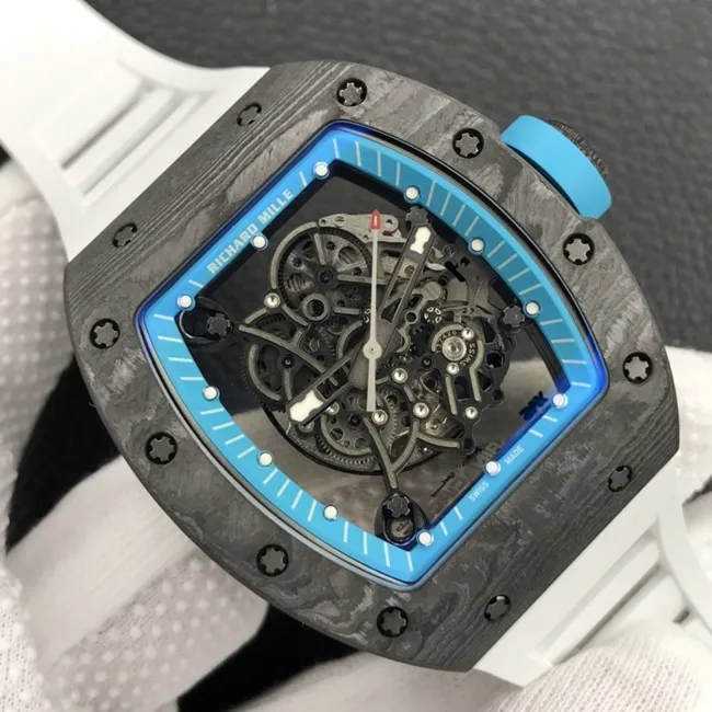 ZF Factorytop-tier watch Richard Mille men's black dial white rubber strap limited edition mechanical watch movement picture