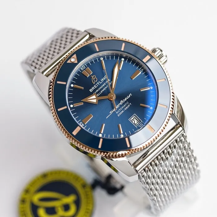 top-tier watch Breitling men's blue dial super ocean culture mechanical watch back cover picture