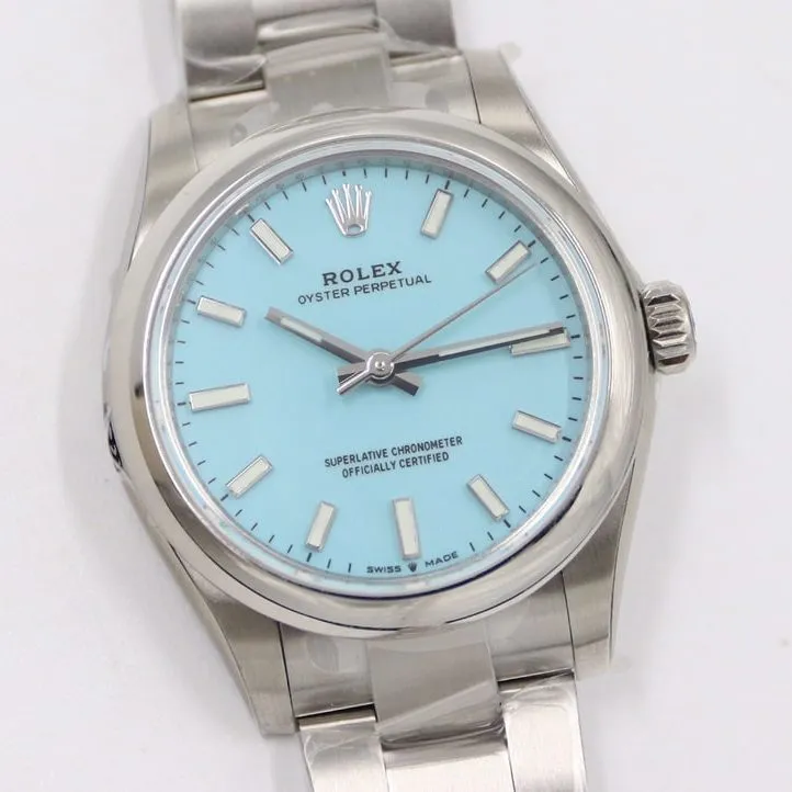 EW Oyster Perpetual Rolex1:1replica watch turquoise blue dial31MMsteel bracelet model m277200-0007braceletlive photos