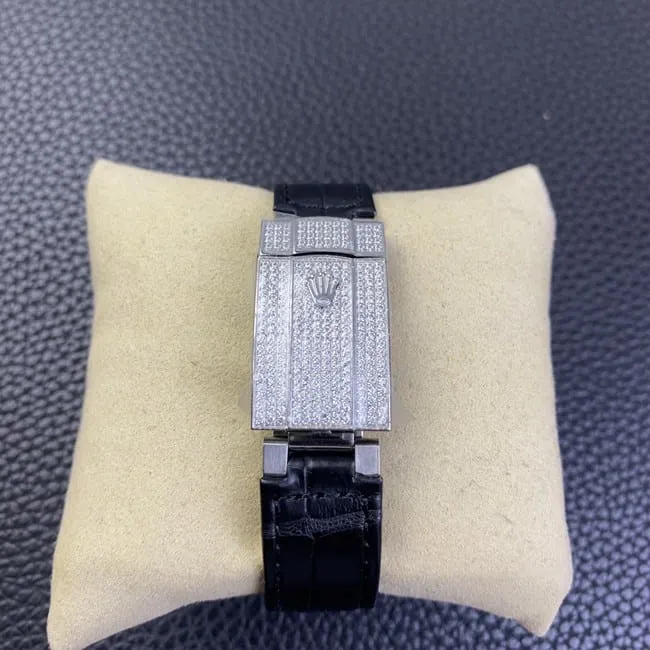 Rolextop-tier watch men's black dial black belt log starry crocodile leather strap series watch front view