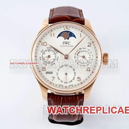 watch APS factory Portugal IWC perpetual calendar white dialrose goldbraceletlive photos