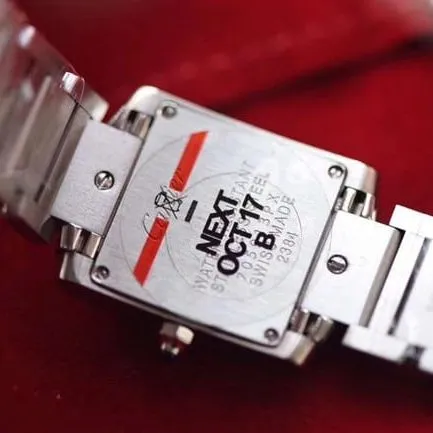 8848F factory top-tier watch Cartier ladies white dialsteel bracelet tank series quartz watch clasp picture