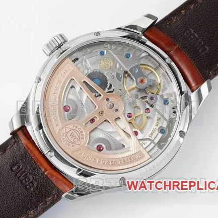 collectible watch APS factory Portugal IWC perpetual calendar white dial brown braceletside live photo