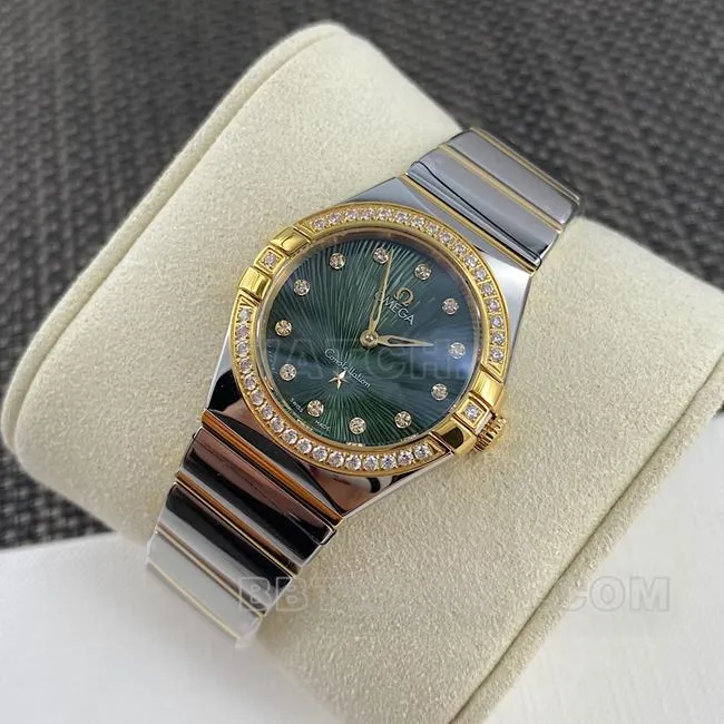 top-tier watch constellation Omegagreen dial 27mm quartzcaseback live photo