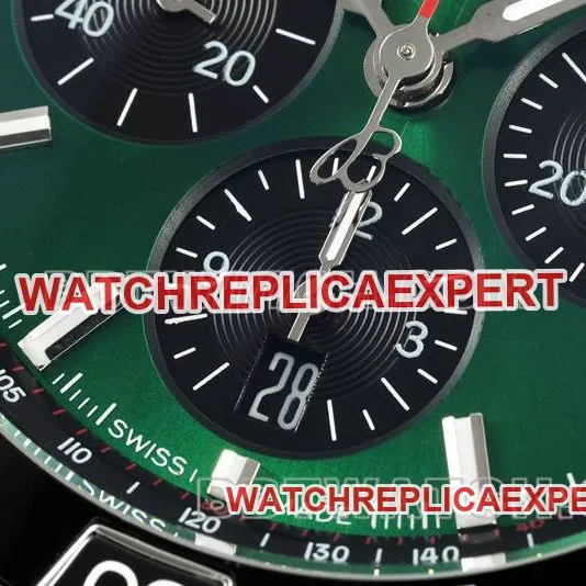 Breitling1:1replica watch TF factory mechanical chronographgreen dial44mmsteel bracelet front live photo