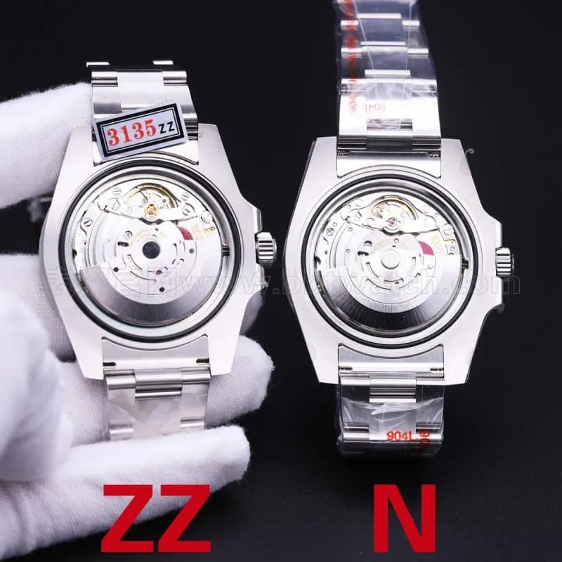 Rolex Black Submariner Watch ZZ Factory vs N Factory V10S Comparison Review Front View