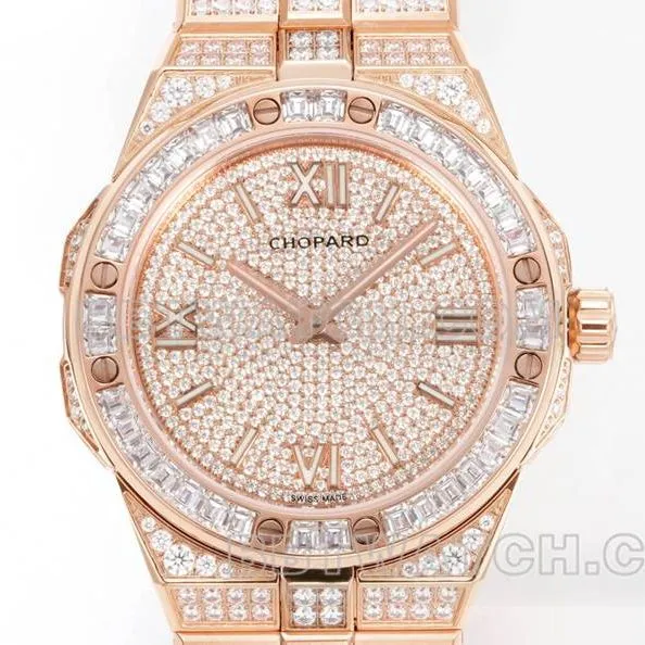 Chopard's collectible watch GH factory Xueshan Aoyi 41mm pavé diamond rose goldsteel bracelet model front live photo