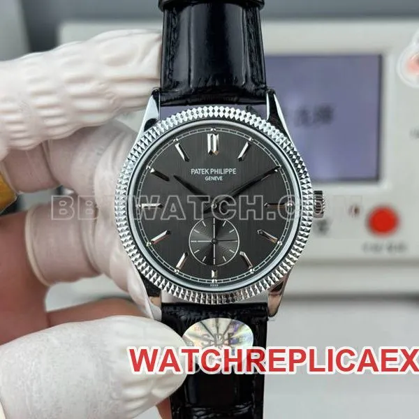Patek Philippe1:1replica watch SDF factory classic black dial nail pattern ring 39mmleather strap model braceletlive photos