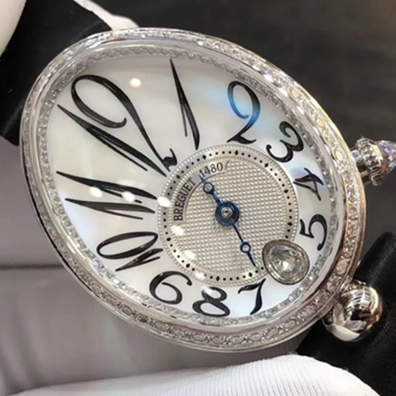 top-tier watch Breguet women's real diamond leather strap watch front view
