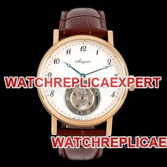 Breguet 1:1replica watch RMS factory classic white dialtourbillonrose gold mechanical leather strap model front live photo