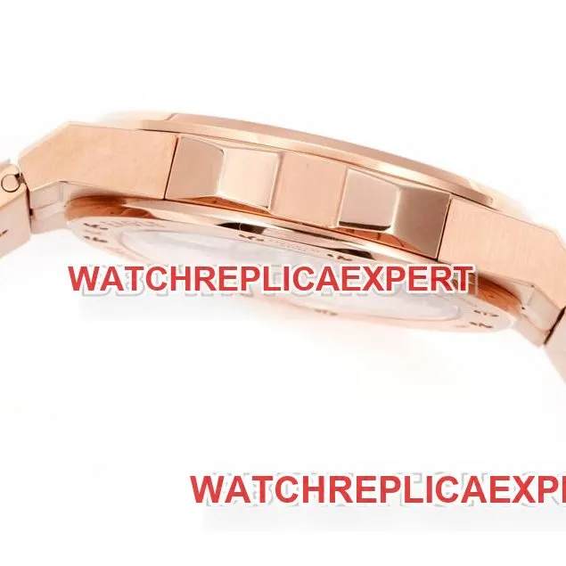 Real-life photos of the front of the GH Factory Chopard "Snow Mountain Soaring Wings" 41mm watch with a diamond-set dial, diamond-set bezel, and rose gold and steel bracelet