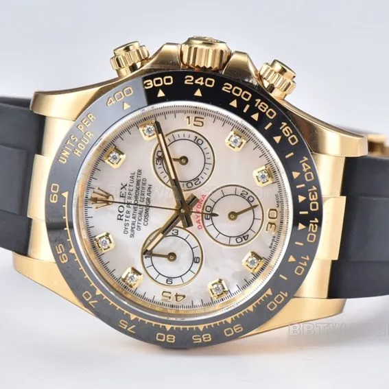 Factory C RolexDaytona1:1super mother-of-pearl disc yellow gold rubber model m116518ln-0045front live photo