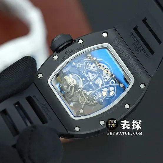 BBR men's Richard Mille1:1replica watch black ceramic hollow rubber model clasplive photos