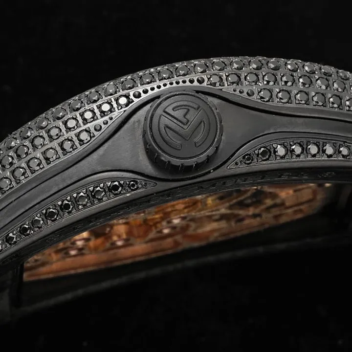 RMS factory Frank Muller men's watch black dial diamond rose goldtourbillonleather strap model V45front live photo