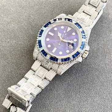 top-tier watch Rolex men's blue dialsteel braceletSubmariner type series fully automatic movement watch front view