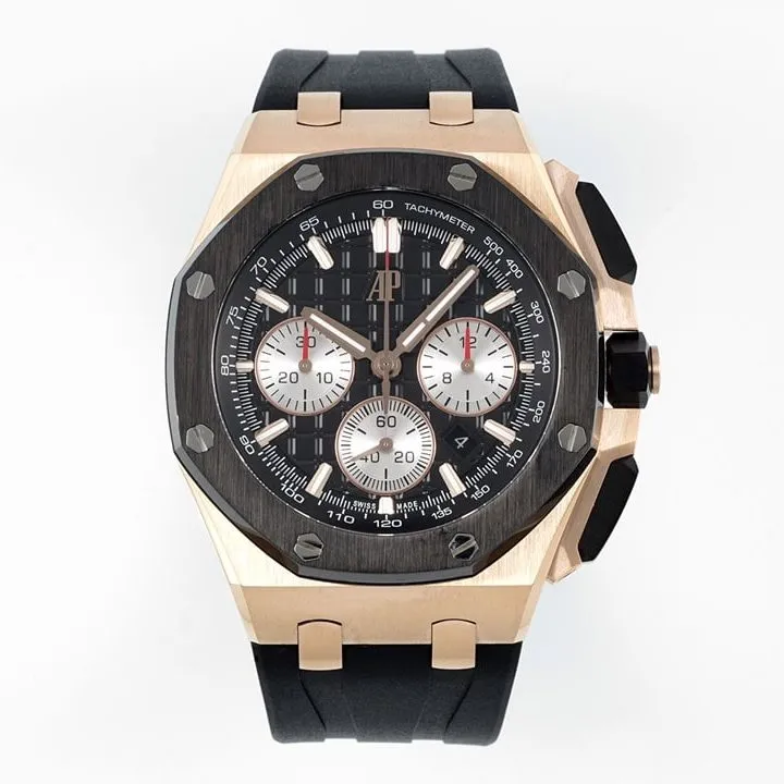 APF Offshore Audemars Piguet1:1replica watch black dialrose gold rubber model 26420RO.OO.A002CA.01bracelet picture
