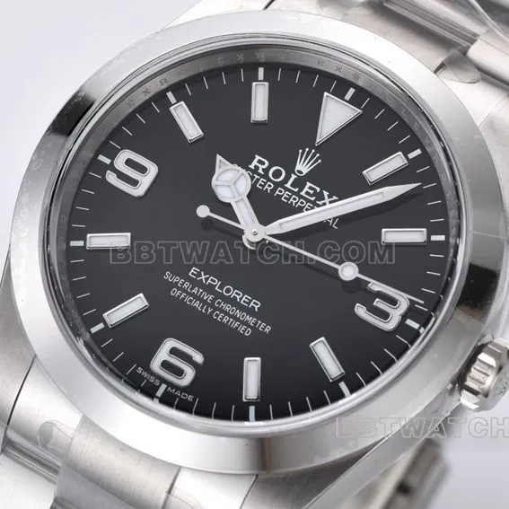 C factory Rolex explorer super cloneblack dialm214270-0003front live photo